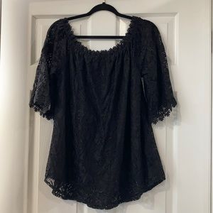 NWT Miholl Black lace Off the shoulder Blouse